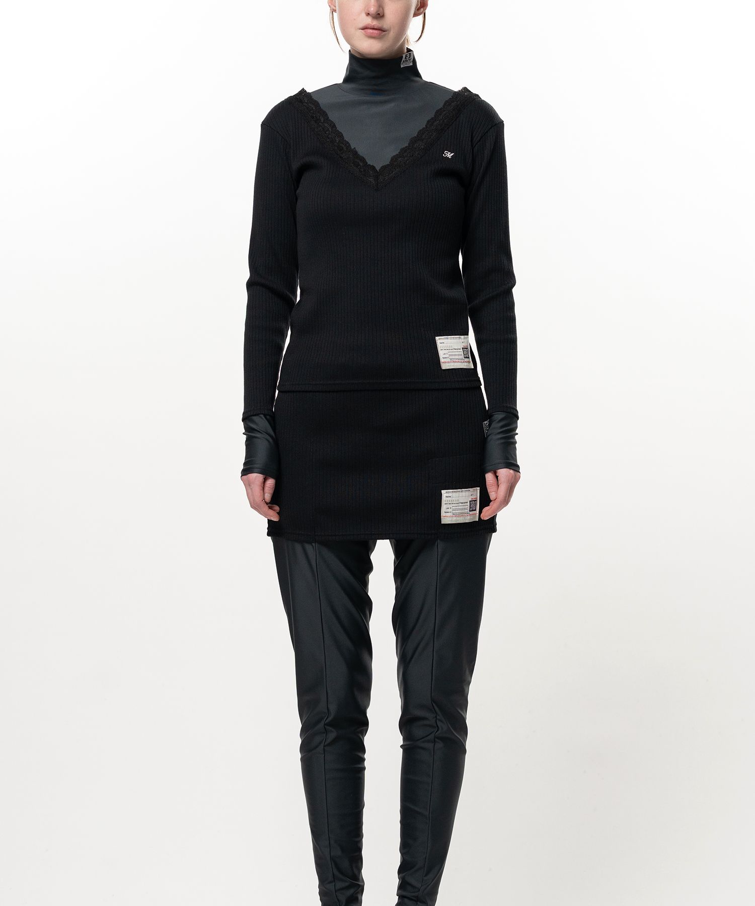 High Neck Layered Knit Pullover