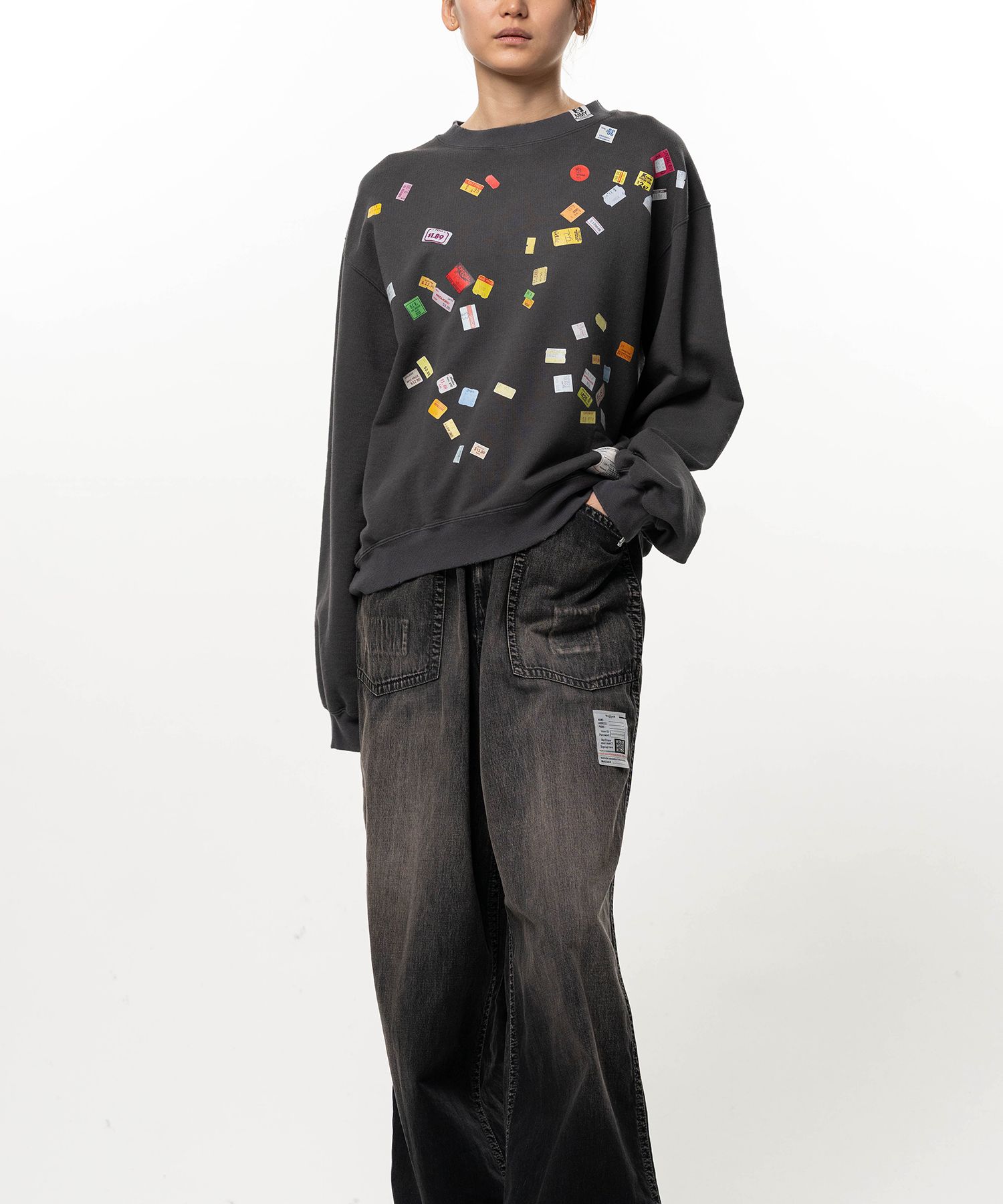 Price Tag Sticker Printed Sweatshirt