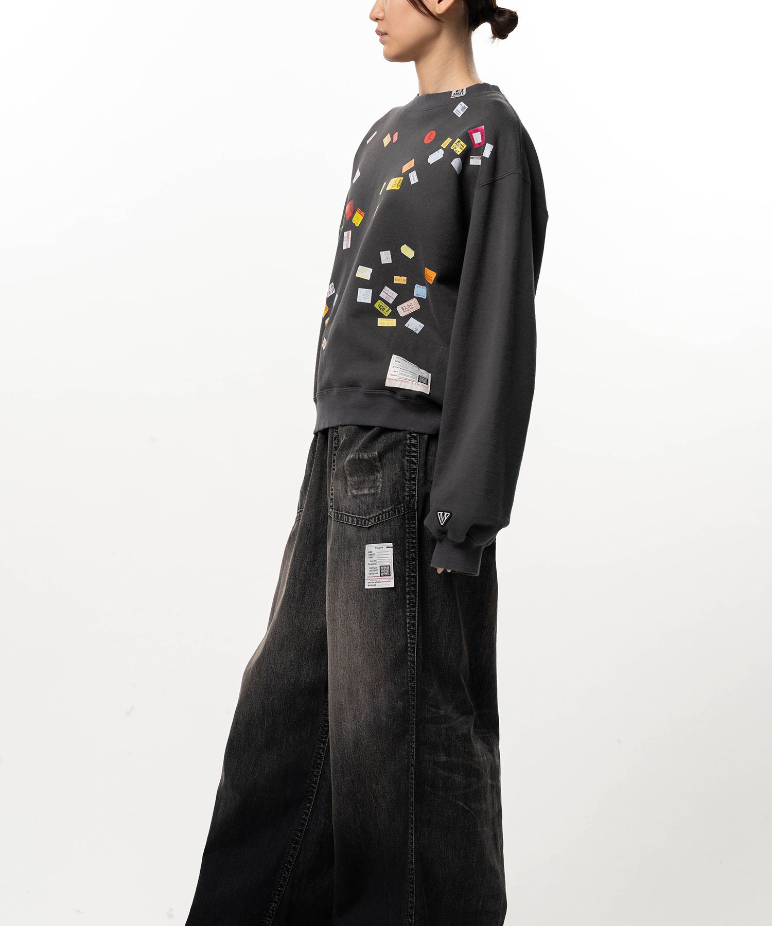 Price Tag Sticker Printed Sweatshirt