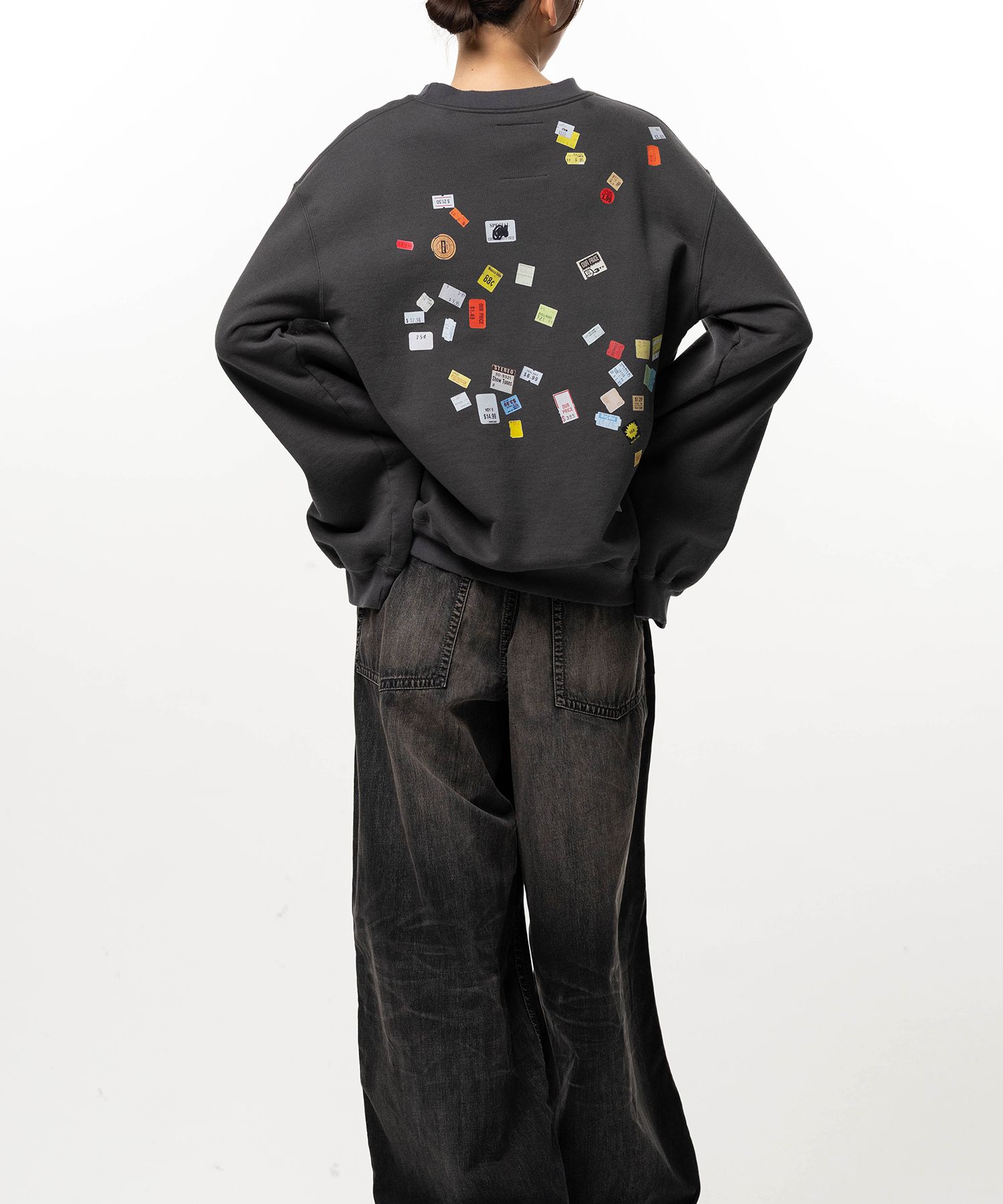 Price Tag Sticker Printed Sweatshirt