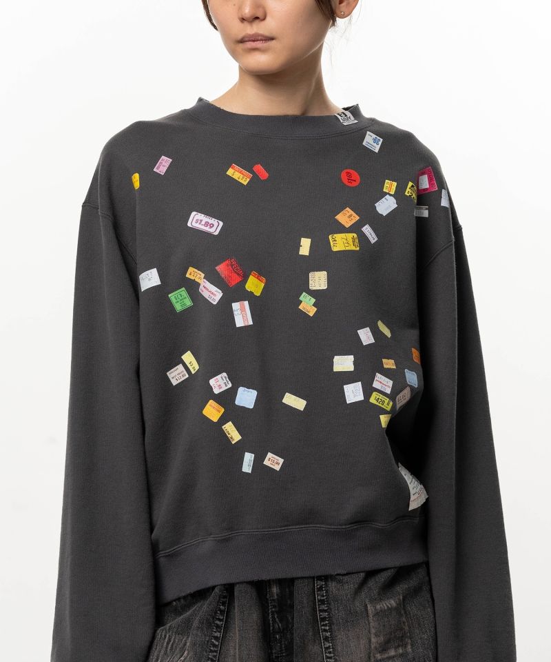 Price Tag Sticker Printed Sweatshirt