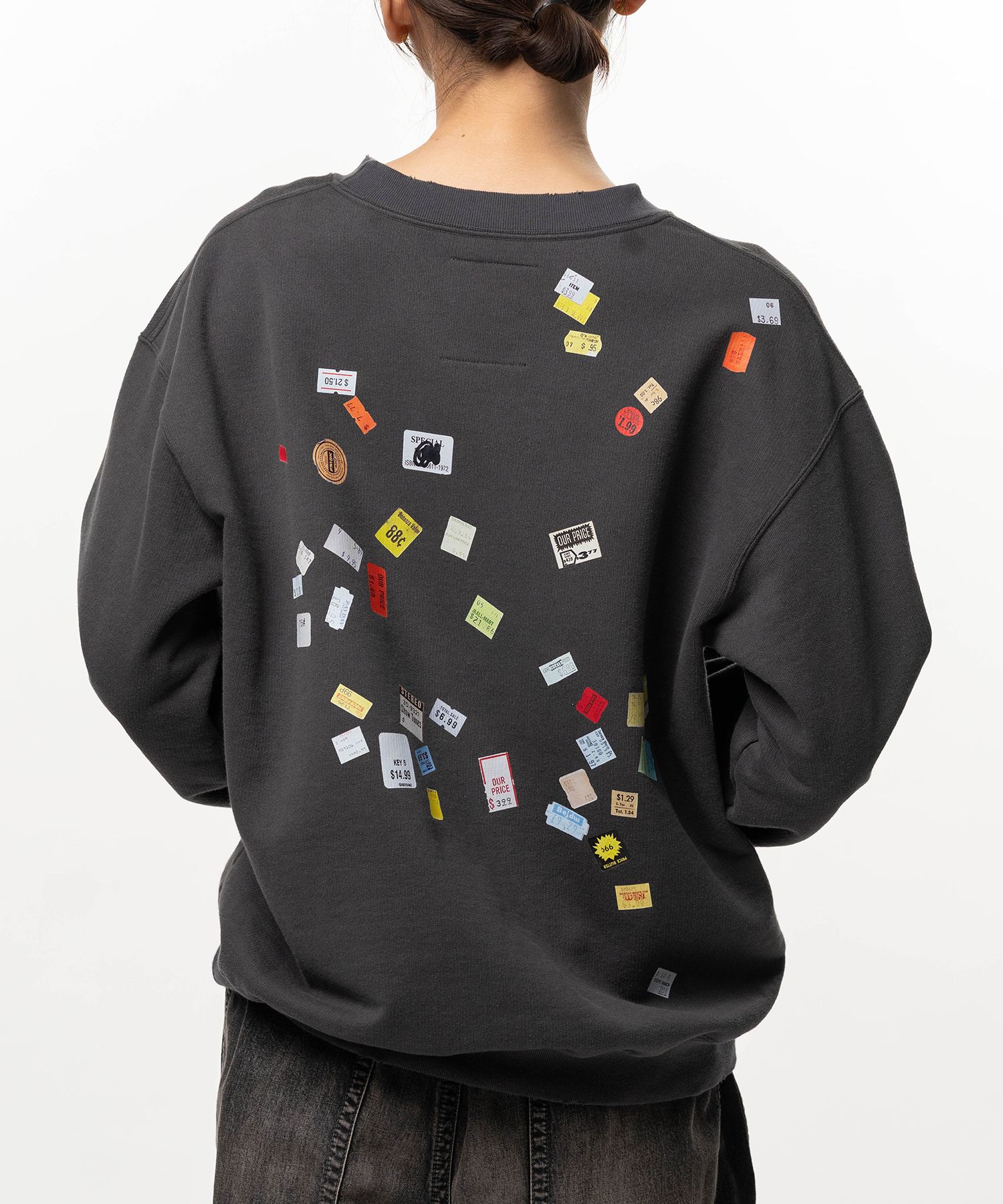 Price Tag Sticker Printed Sweatshirt