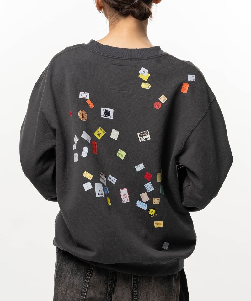 Price Tag Sticker Printed Sweatshirt