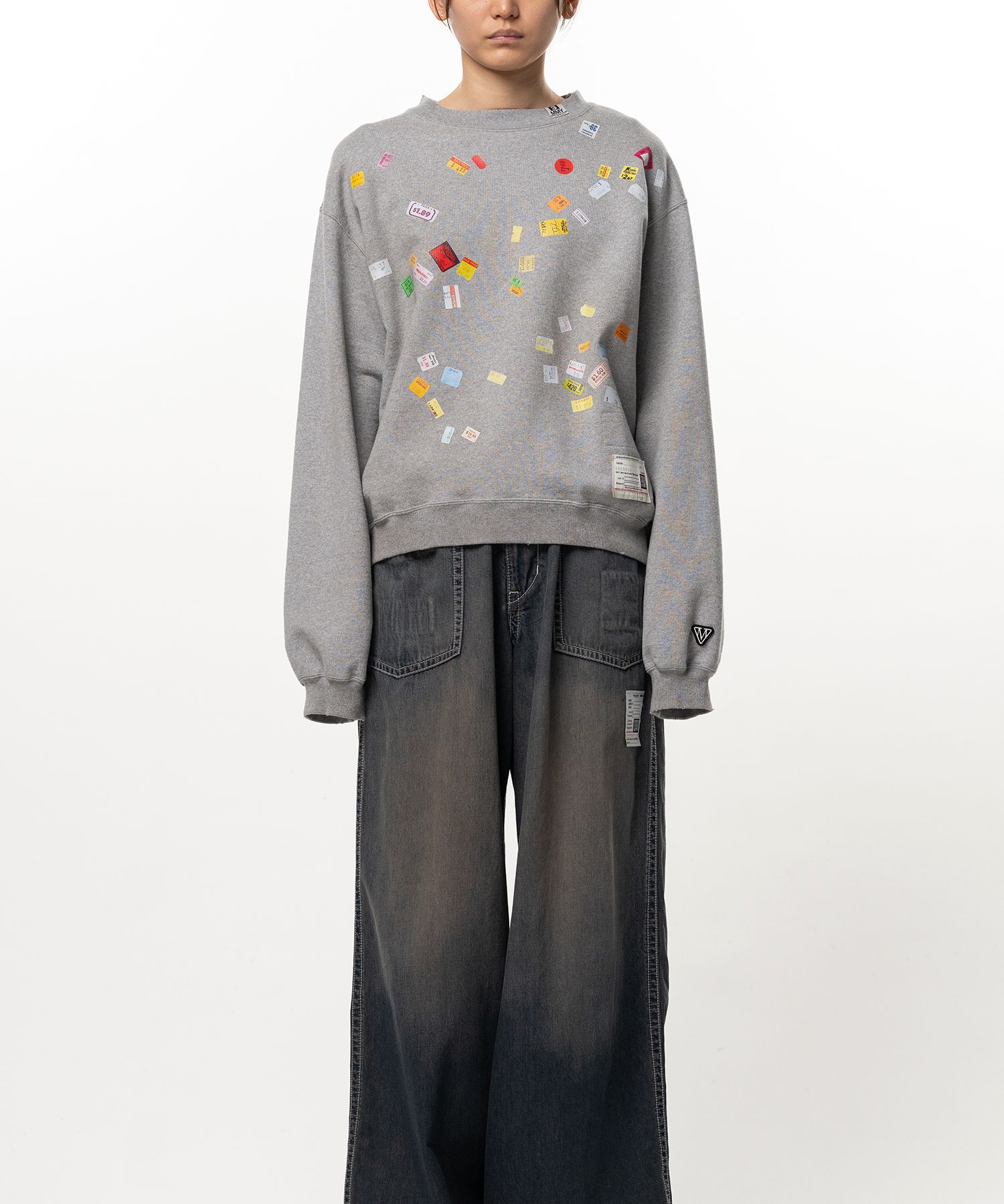 Price Tag Sticker Printed Sweatshirt