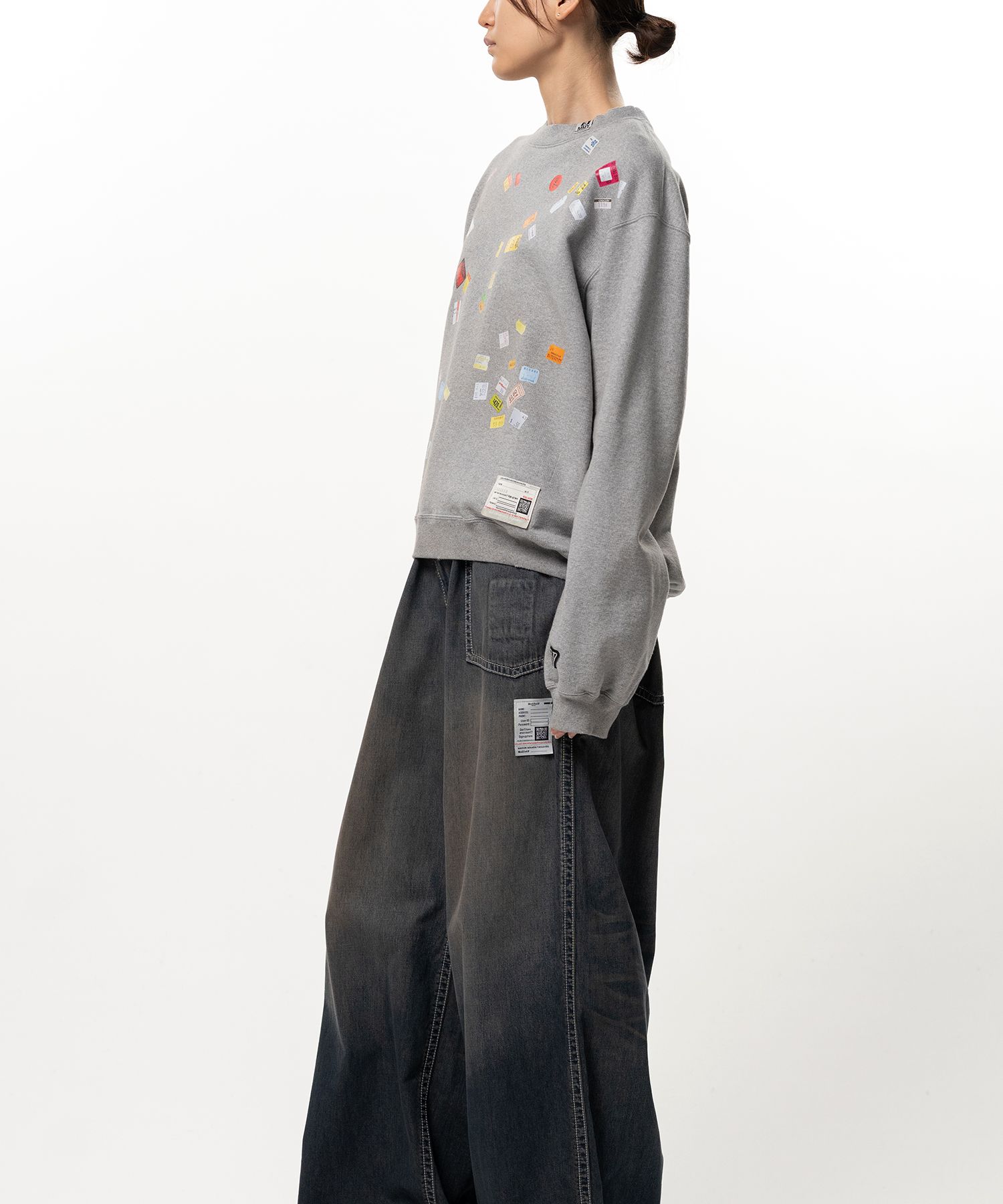 Price Tag Sticker Printed Sweatshirt