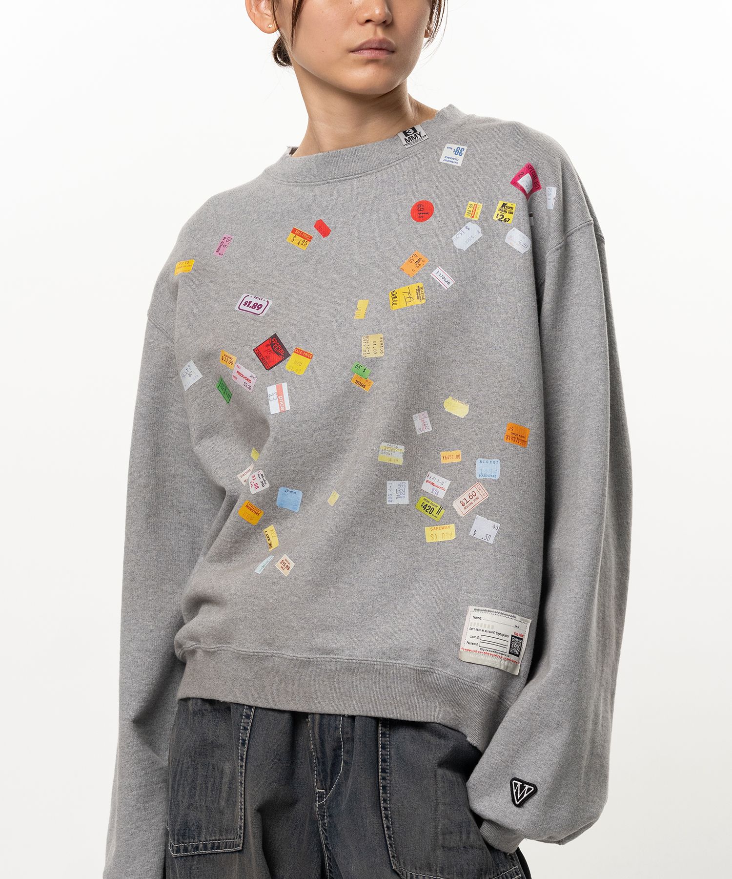 Price Tag Sticker Printed Sweatshirt