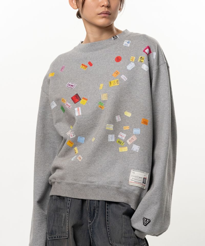 Price Tag Sticker Printed Sweatshirt