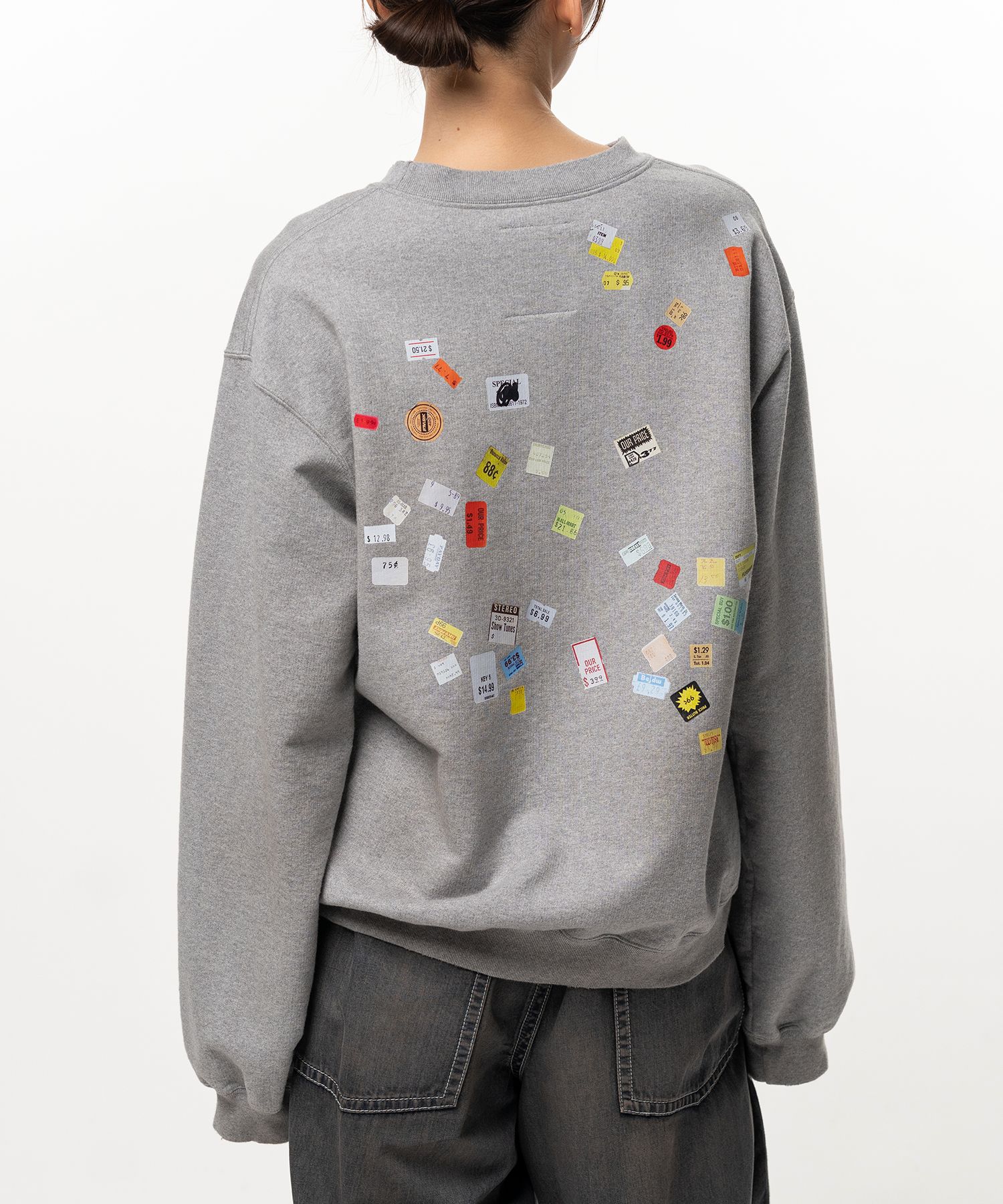 Price Tag Sticker Printed Sweatshirt