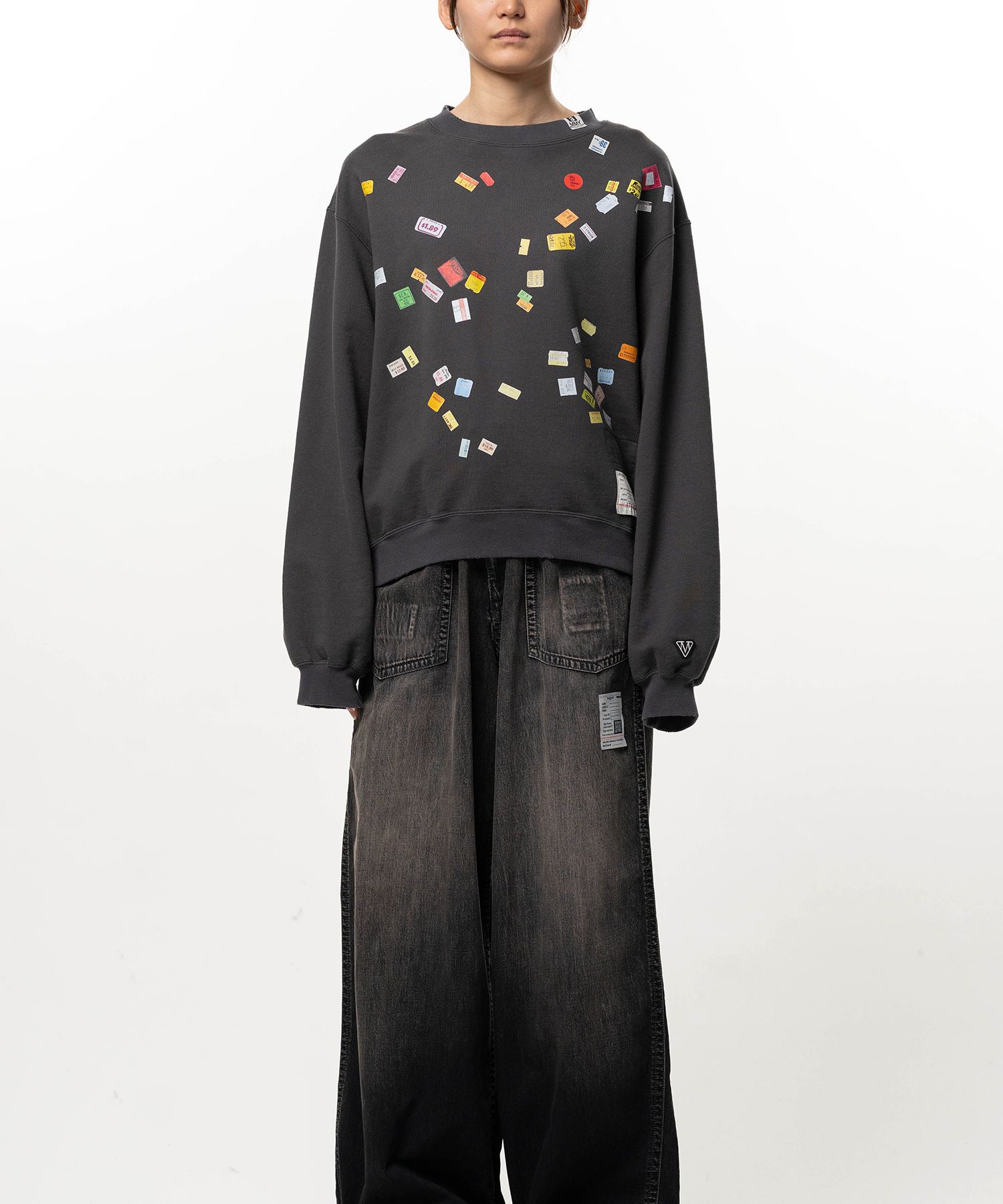 Price Tag Sticker Printed Sweatshirt