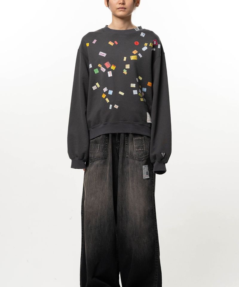 Price Tag Sticker Printed Sweatshirt