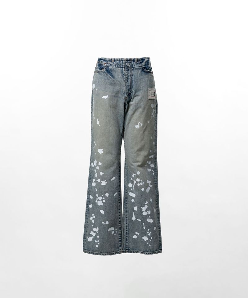 Kids Silhouette Sticker Printed Denim Pants