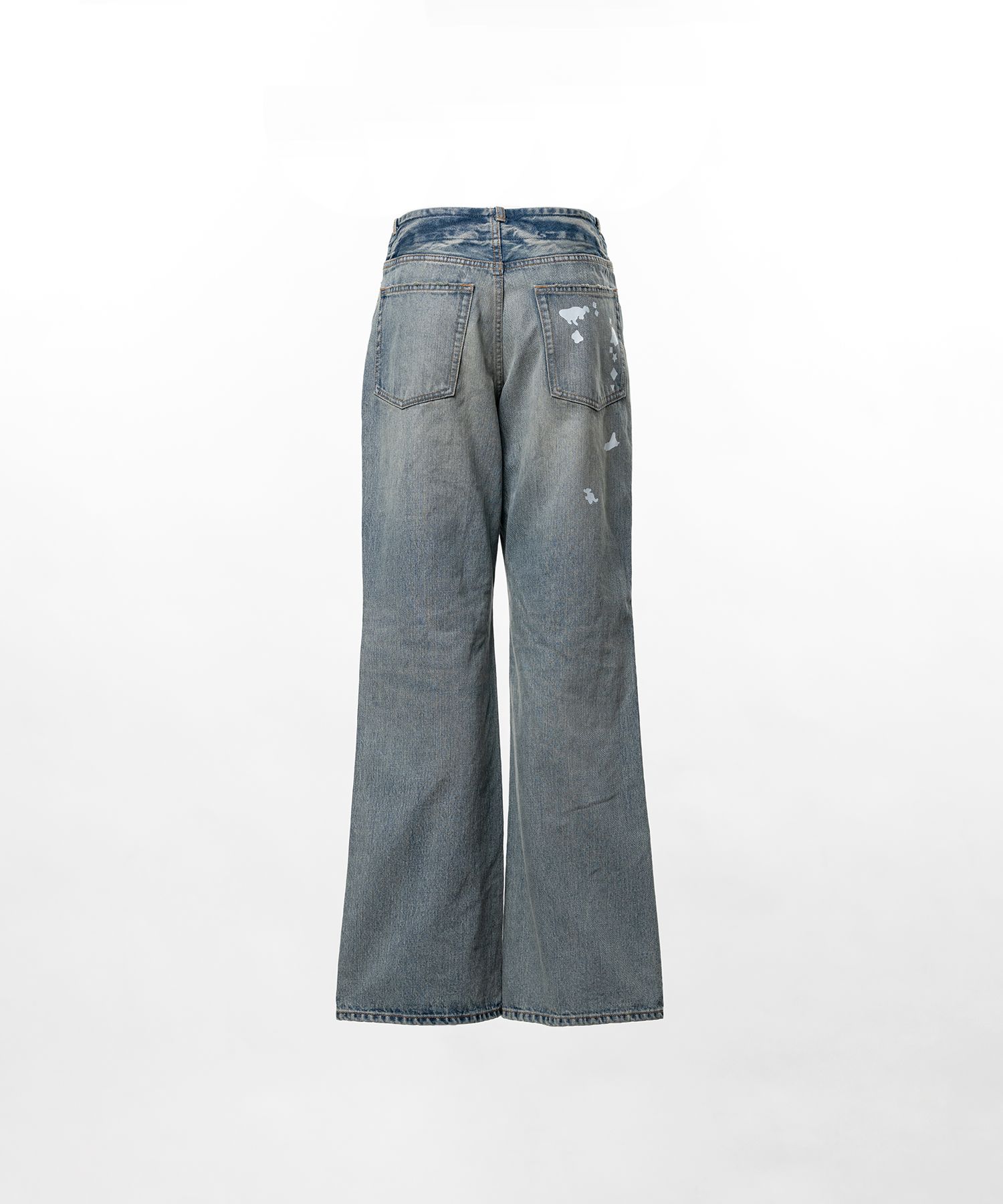Kids Silhouette Sticker Printed Denim Pants