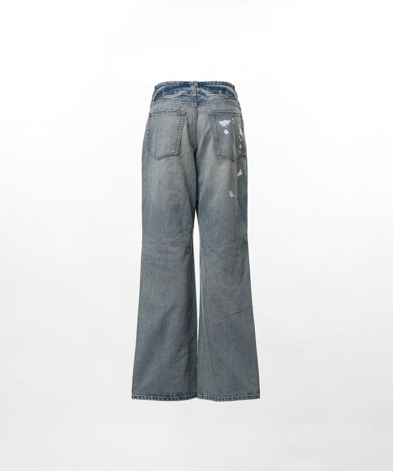 Kids Silhouette Sticker Printed Denim Pants