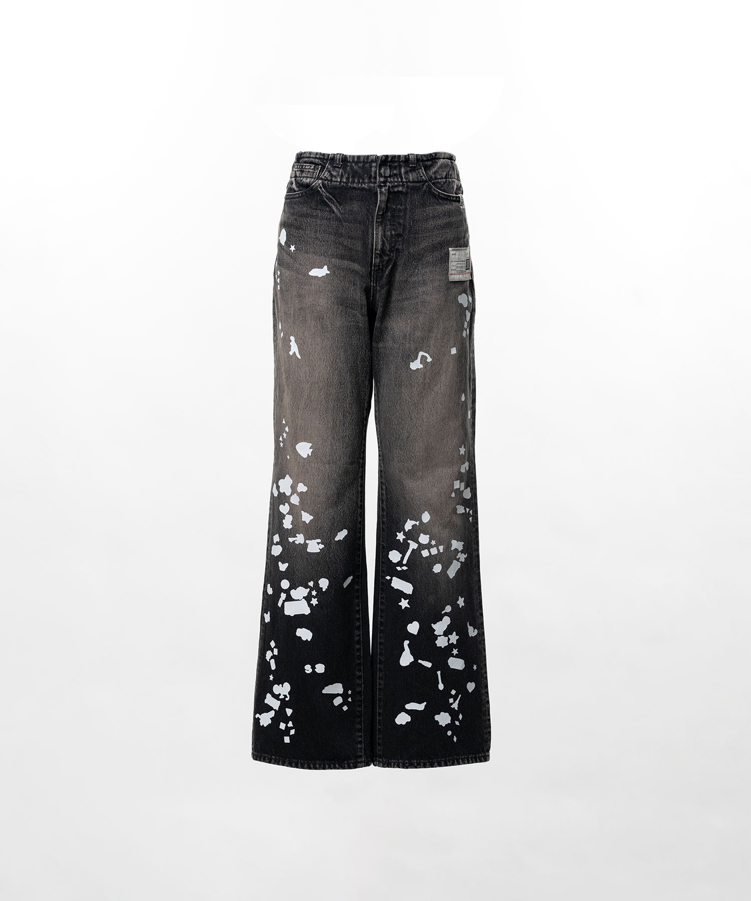 Kids Silhouette Sticker Printed Denim Pants