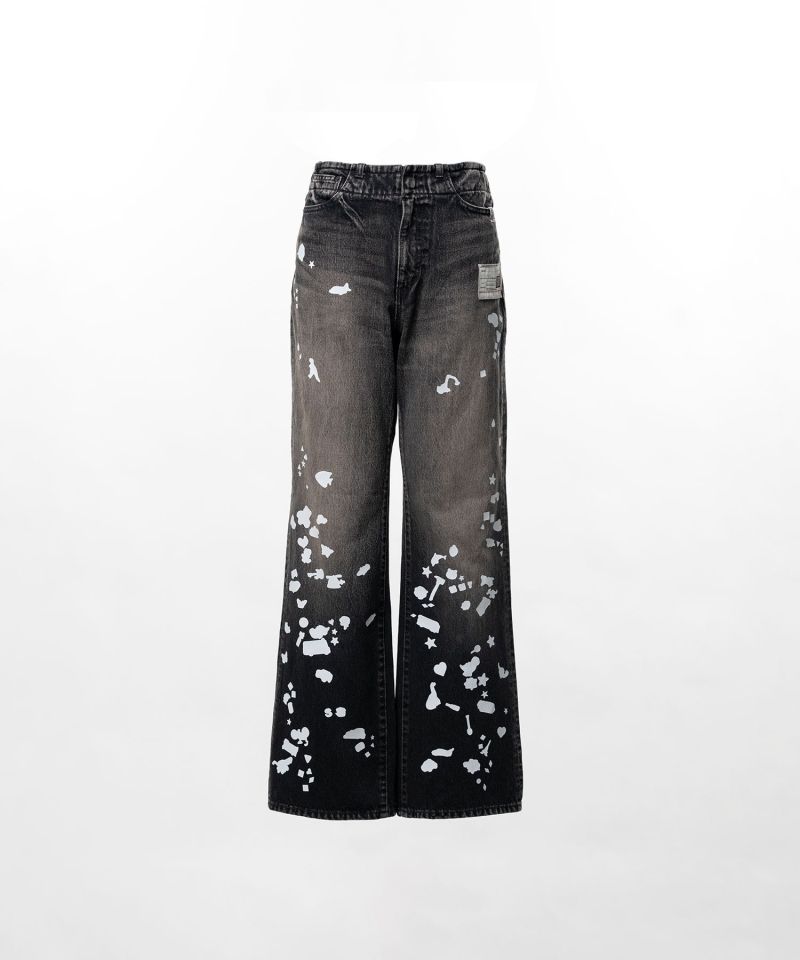 Kids Silhouette Sticker Printed Denim Pants