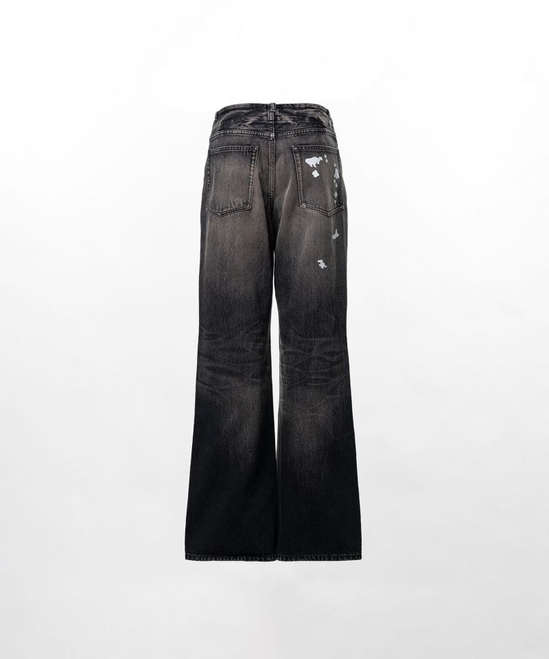 Kids Silhouette Sticker Printed Denim Pants