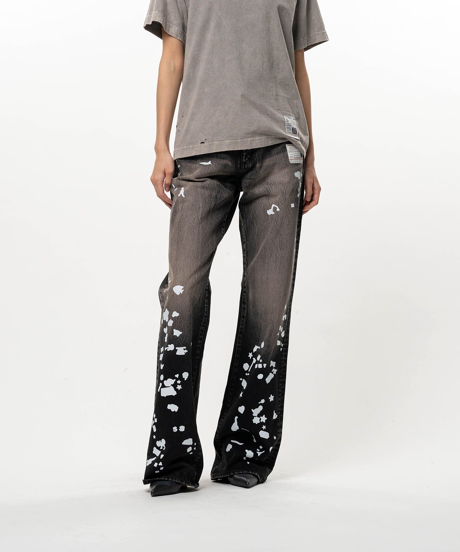 Kids Silhouette Sticker Printed Denim Pants