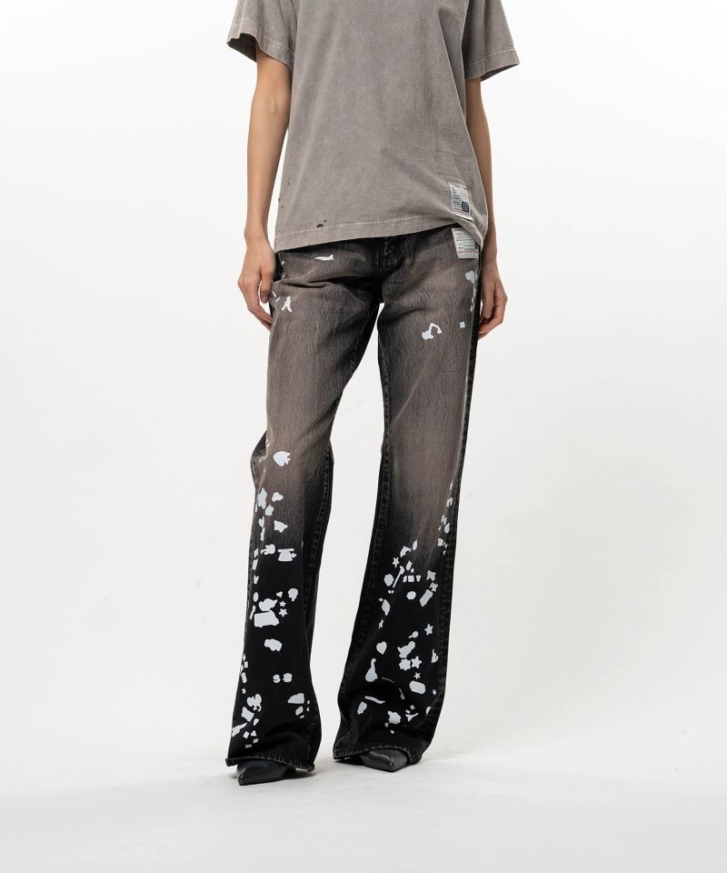 Kids Silhouette Sticker Printed Denim Pants