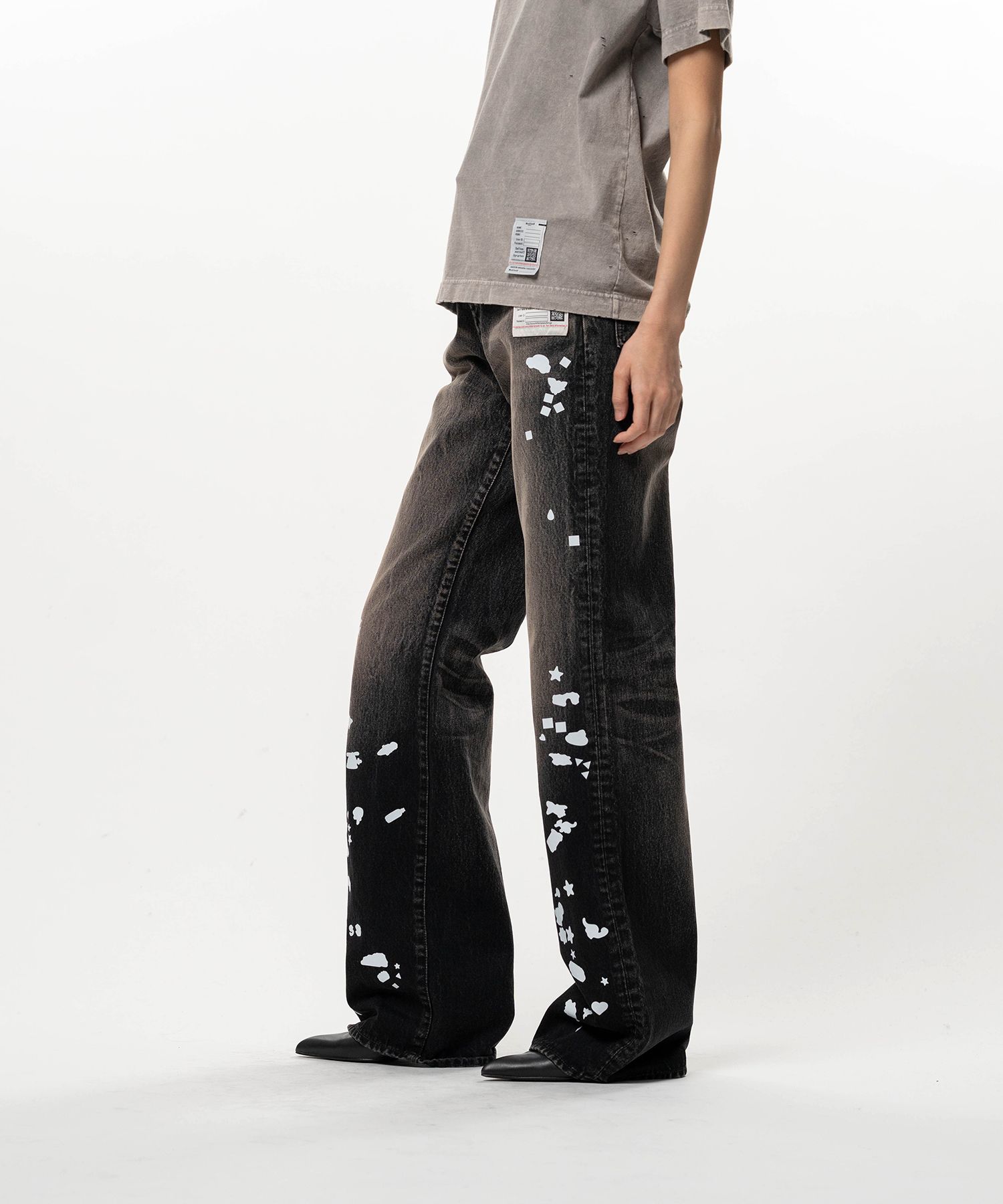 Kids Silhouette Sticker Printed Denim Pants