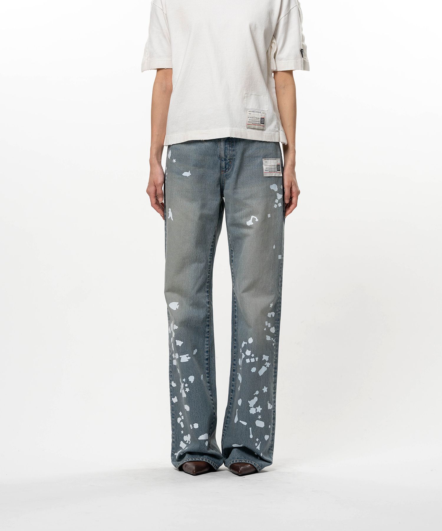 Kids Silhouette Sticker Printed Denim Pants