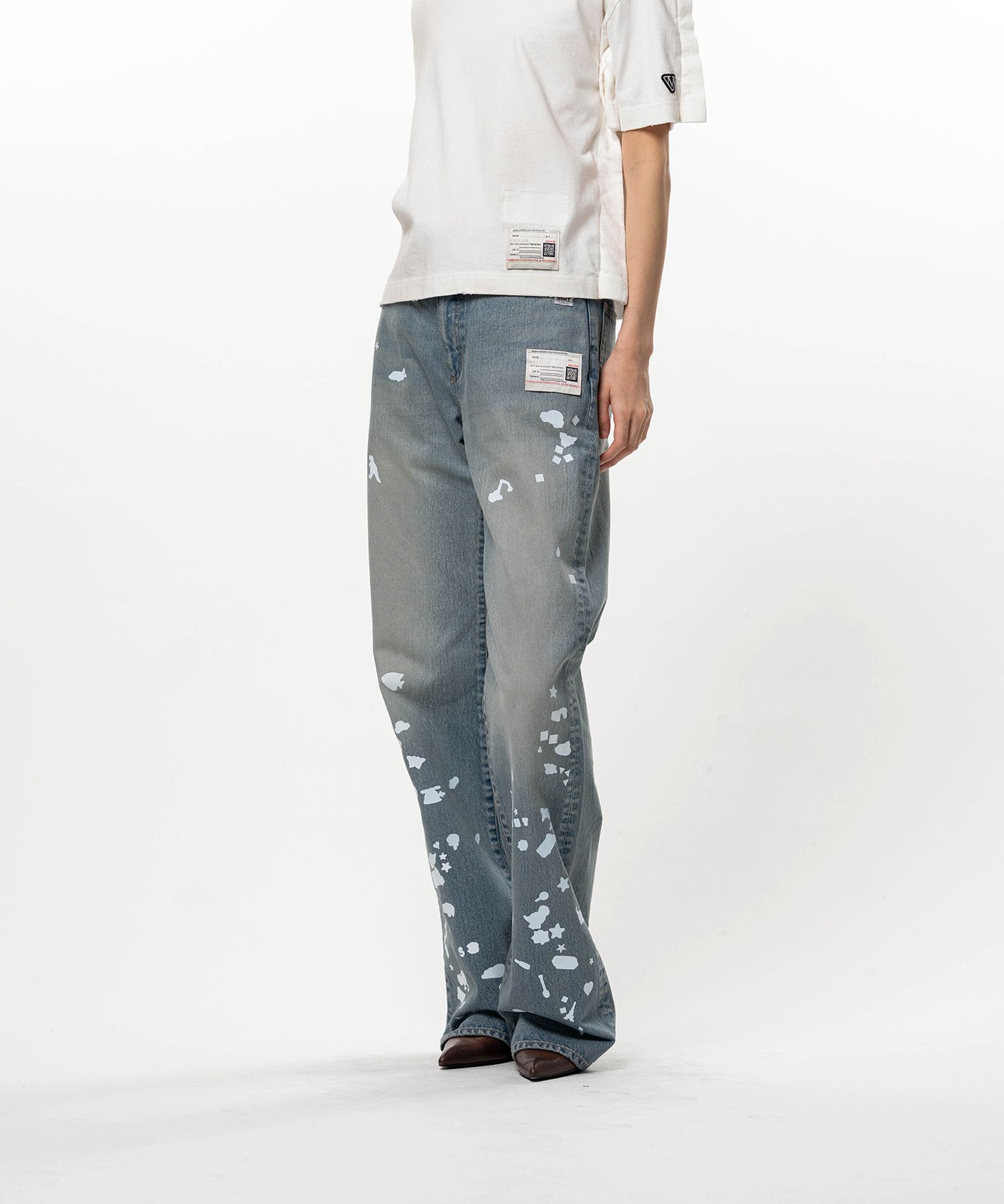 Kids Silhouette Sticker Printed Denim Pants