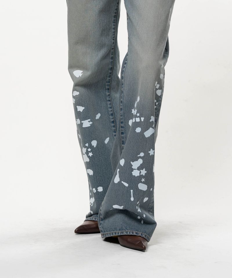 Kids Silhouette Sticker Printed Denim Pants