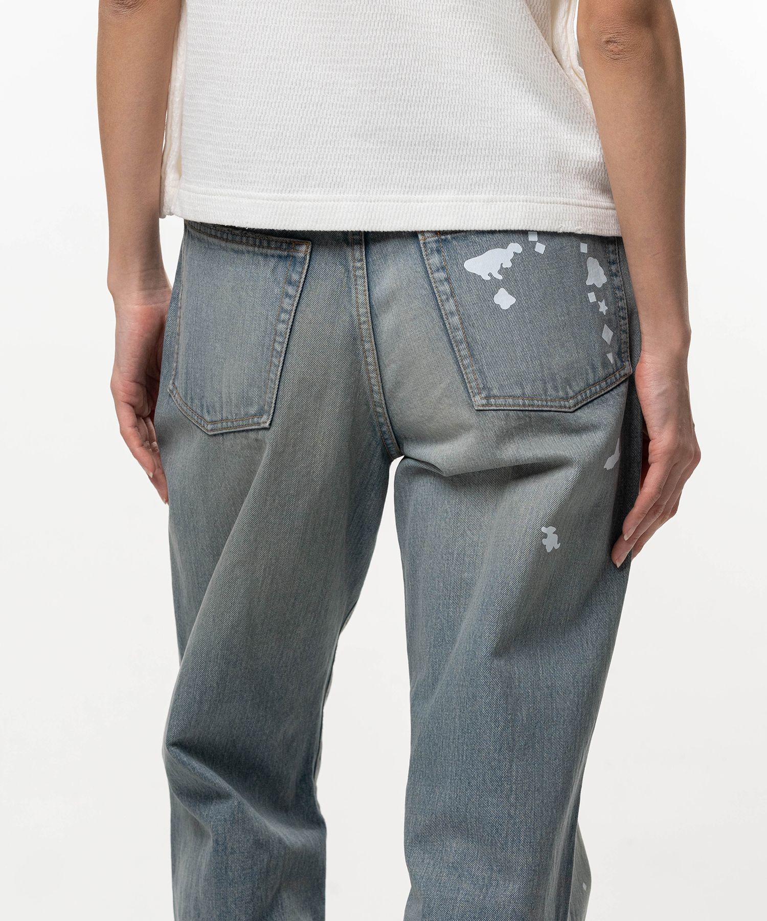 Kids Silhouette Sticker Printed Denim Pants