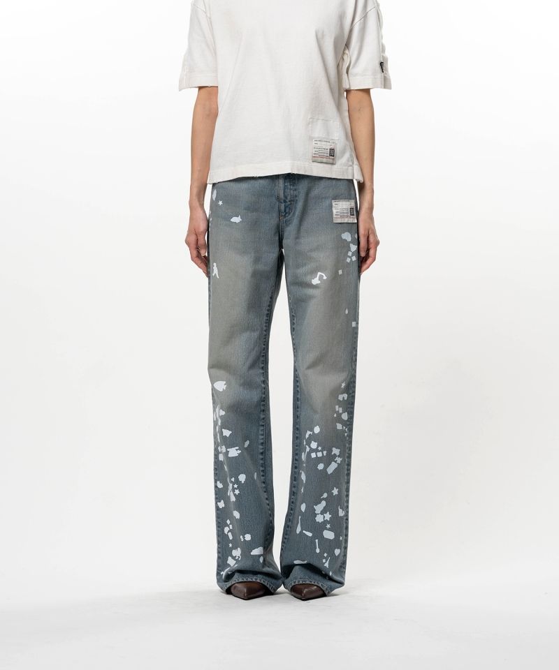 Kids Silhouette Sticker Printed Denim Pants