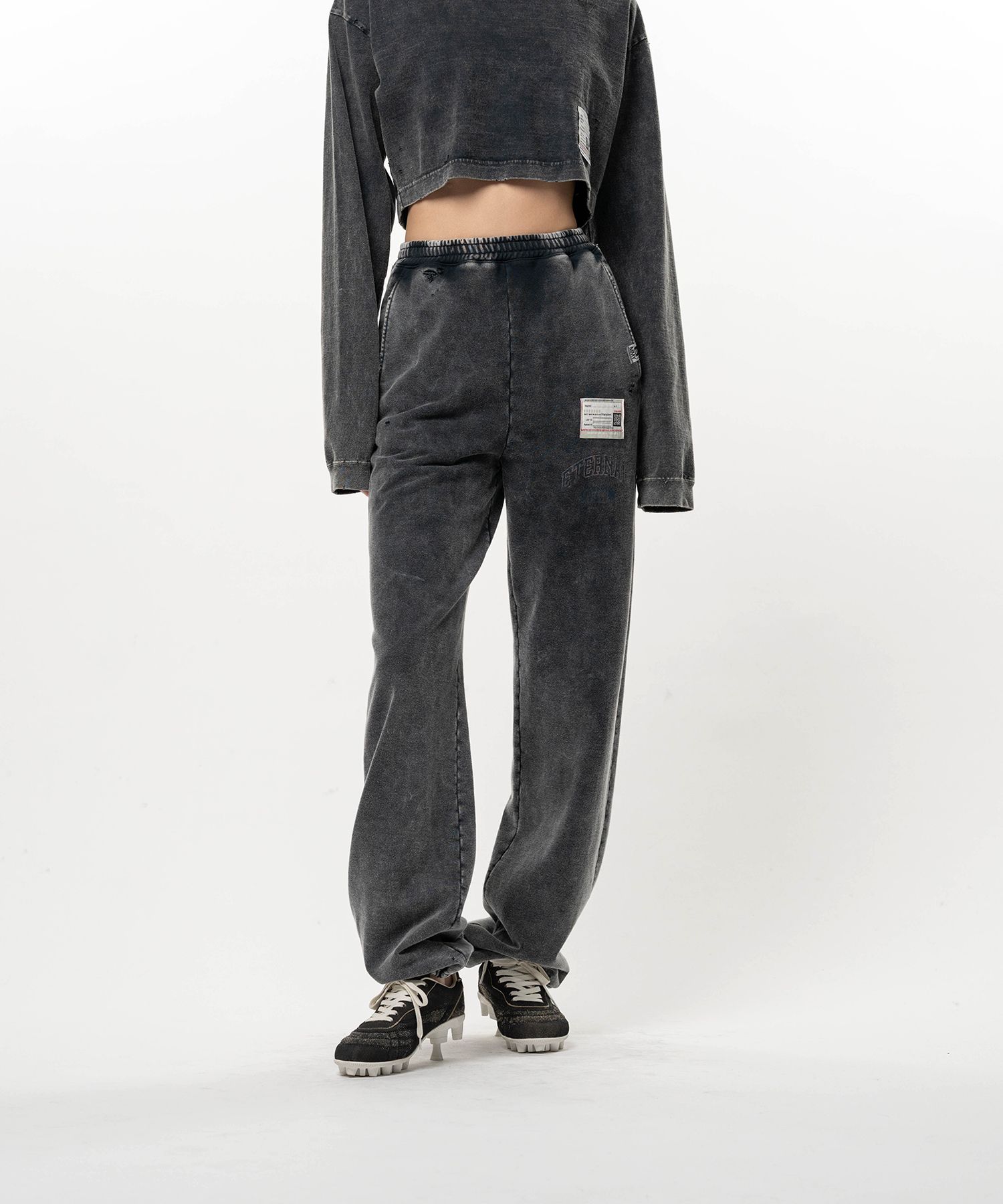 Bleached College Print Jogger Sweat Pants