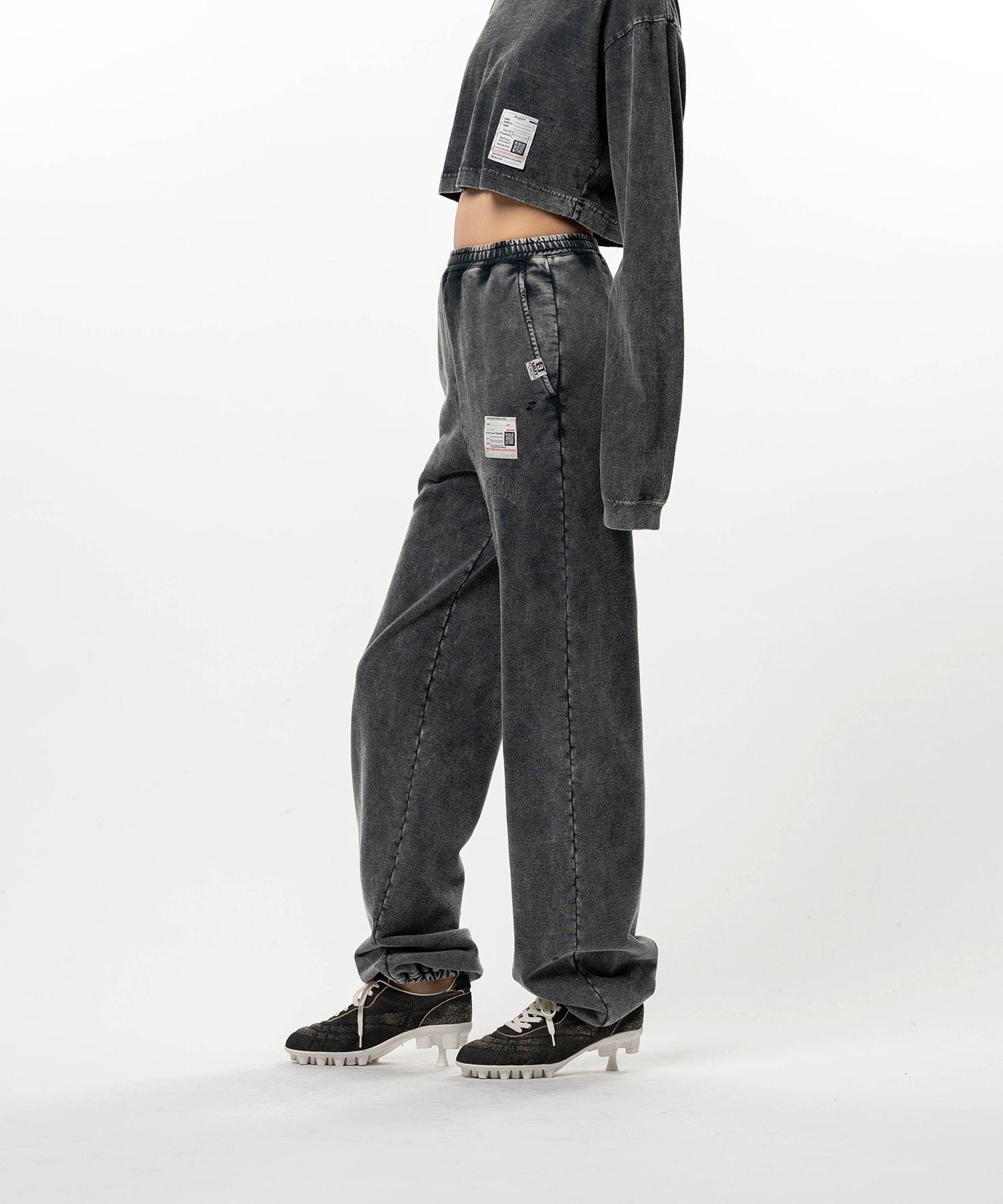 Bleached College Print Jogger Sweat Pants