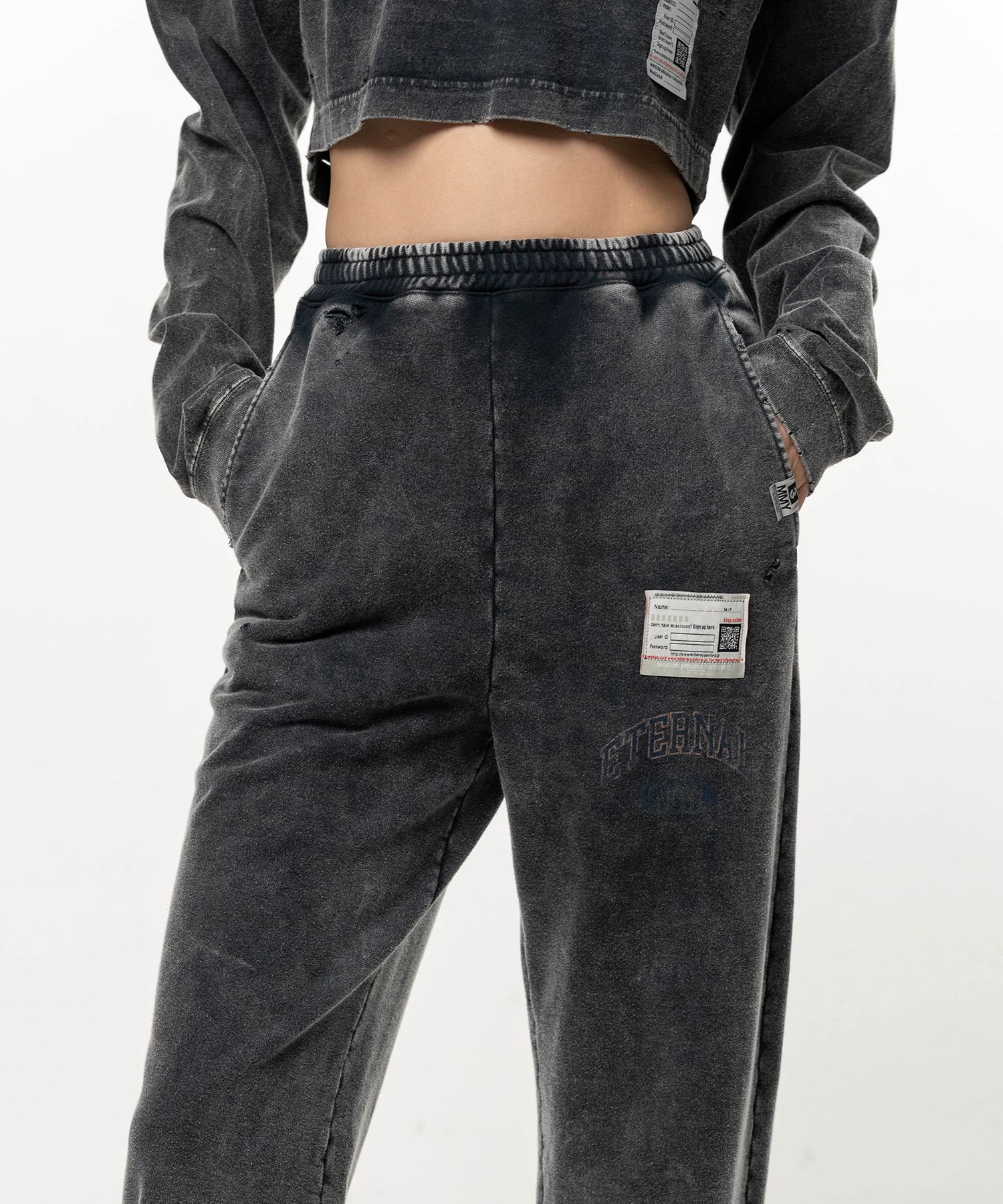 Bleached College Print Jogger Sweat Pants