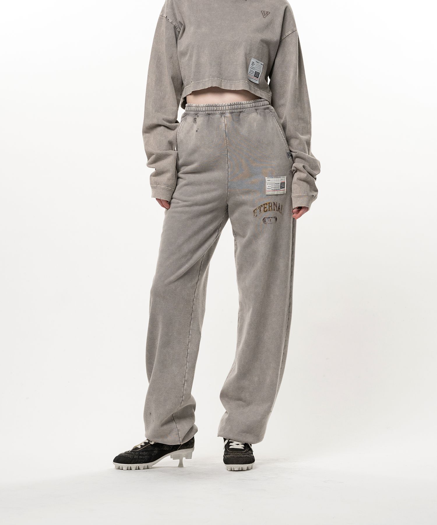 Bleached College Print Jogger Sweat Pants