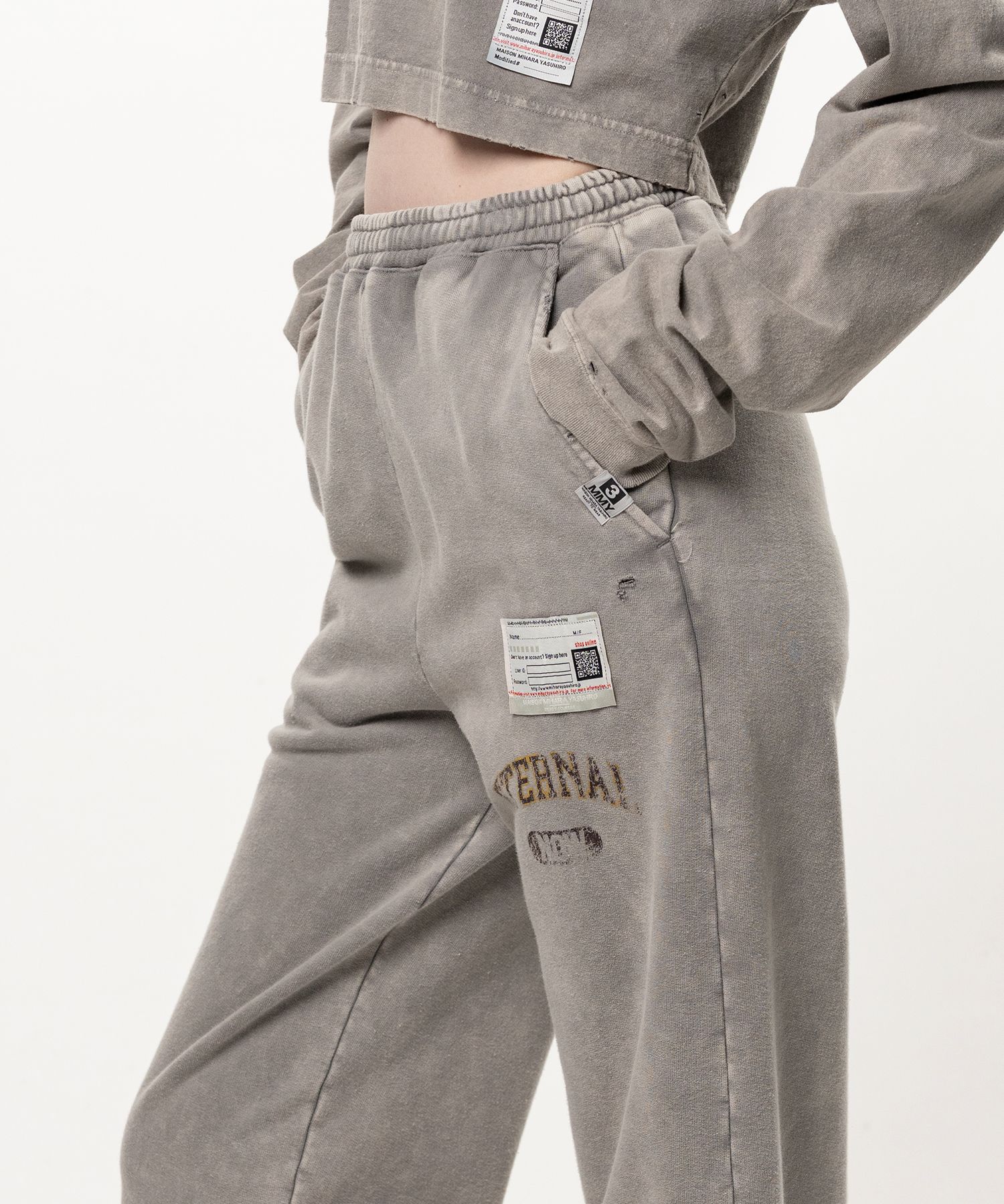 Bleached College Print Jogger Sweat Pants