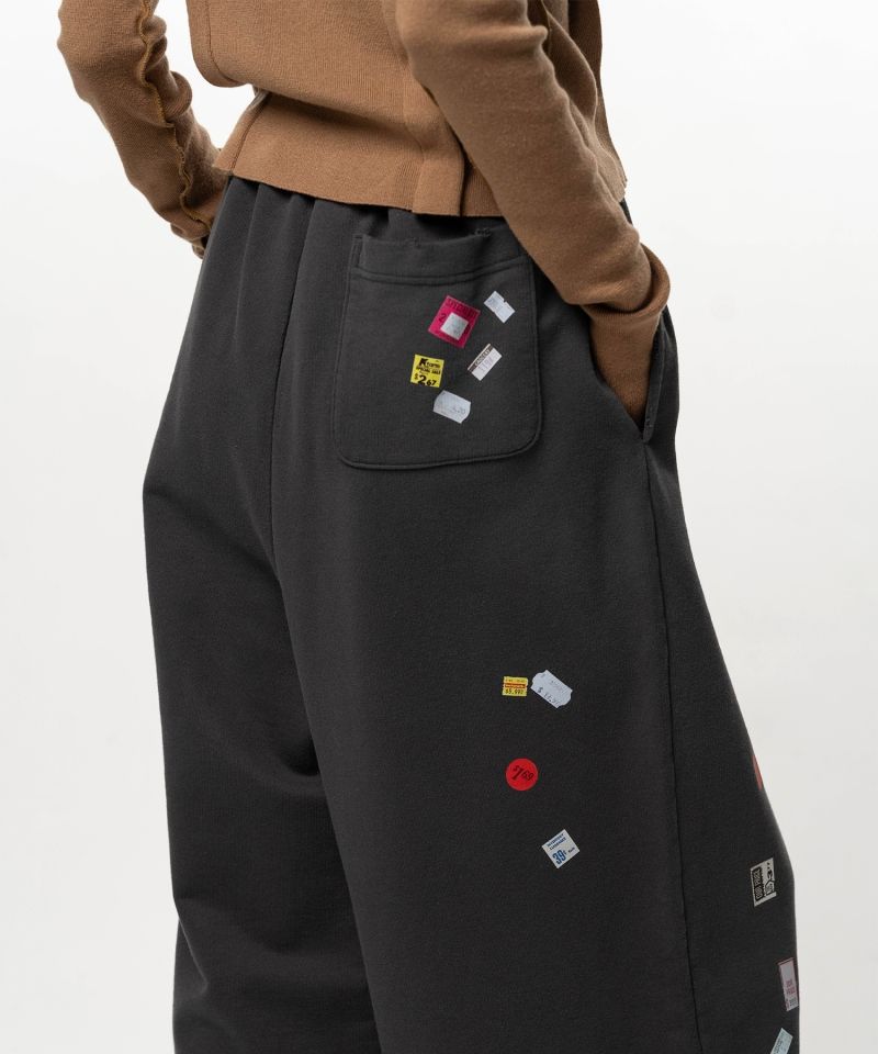 Price Tag Sticker Printed Wide Sweat Pants