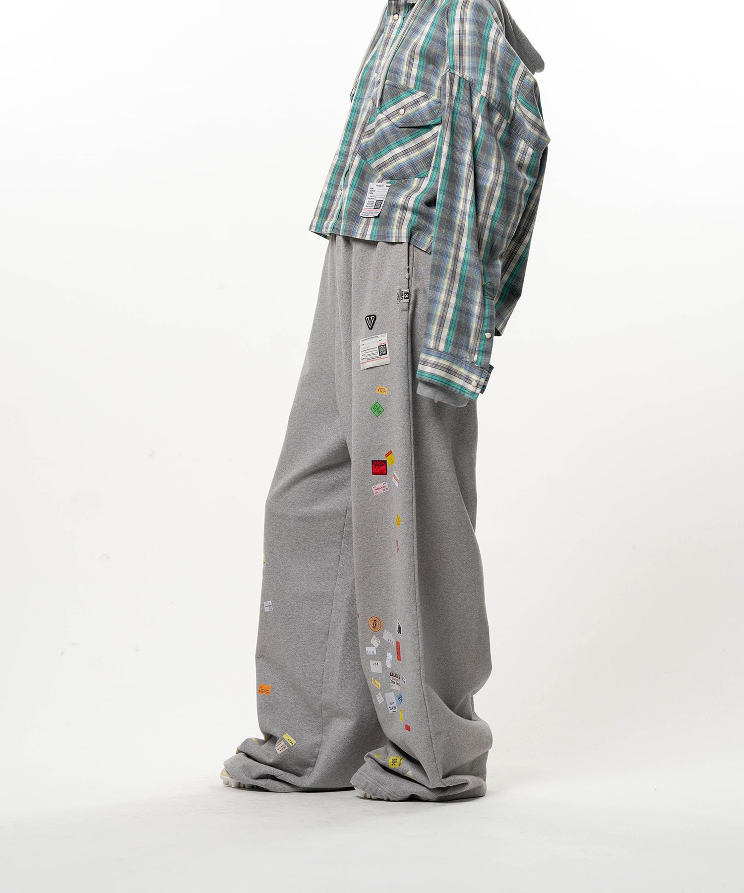 Price Tag Sticker Printed Wide Sweat Pants