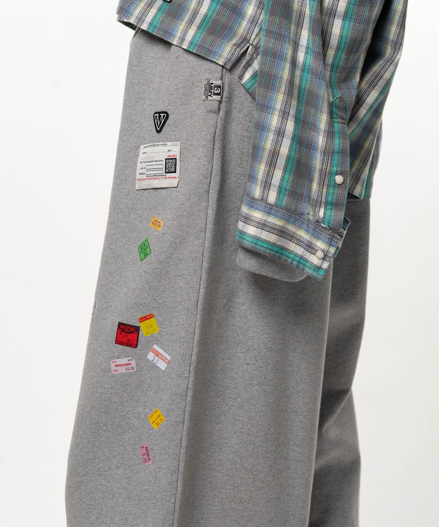Price Tag Sticker Printed Wide Sweat Pants