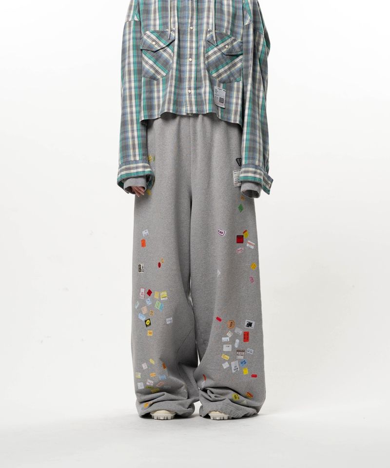 Price Tag Sticker Printed Wide Sweat Pants