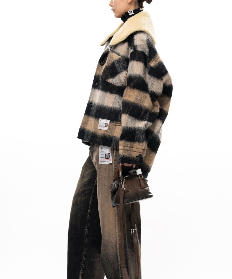 Detachable Collar Check Shaggy Shirt