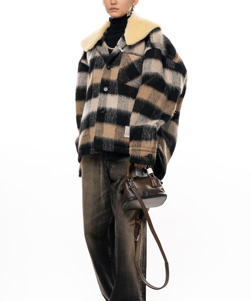 Detachable Collar Check Shaggy Shirt