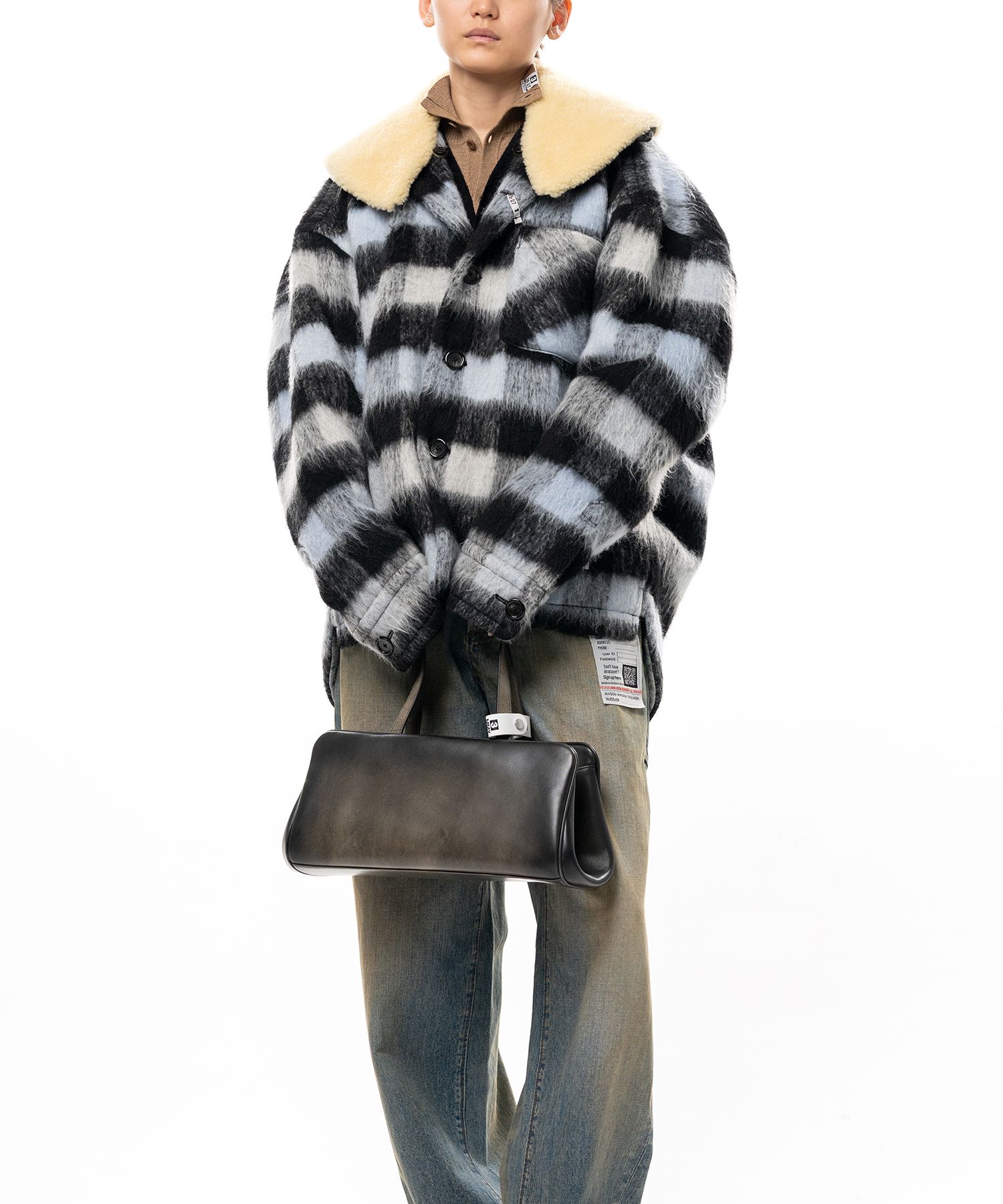 Detachable Collar Check Shaggy Shirt