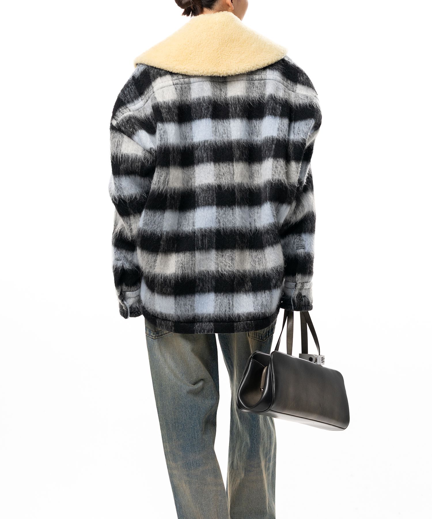 Detachable Collar Check Shaggy Shirt