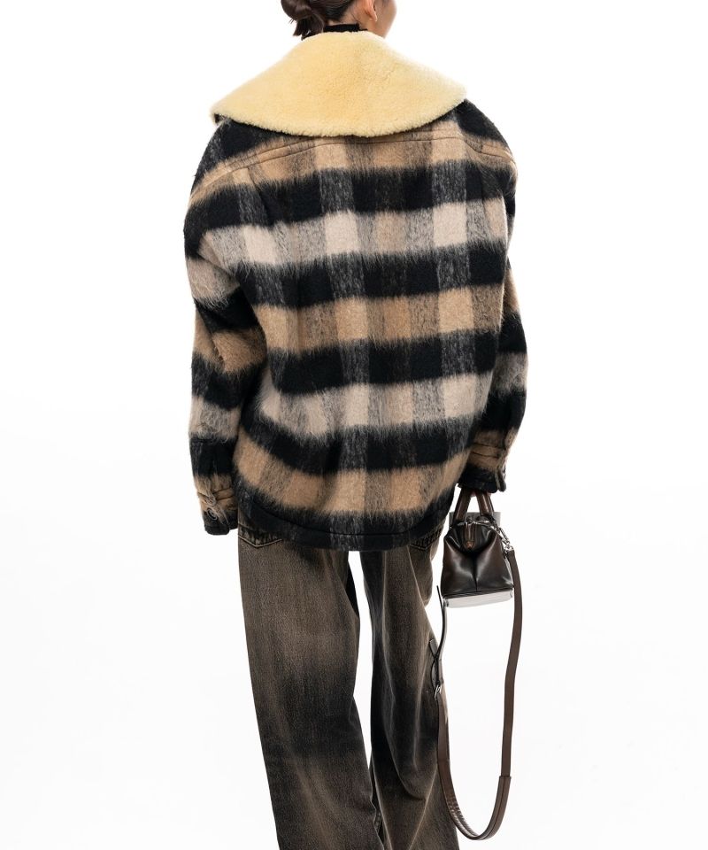 Detachable Collar Check Shaggy Shirt