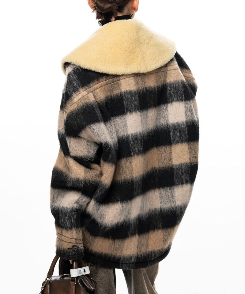 Detachable Collar Check Shaggy Shirt