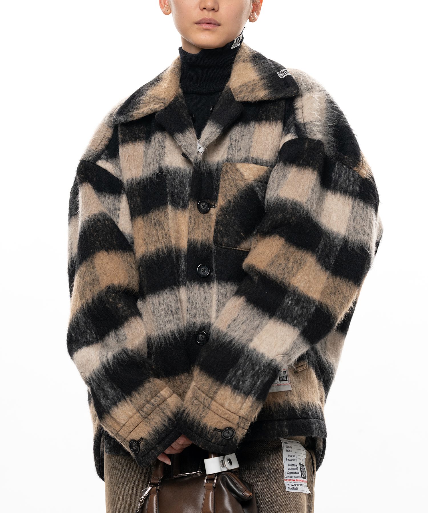 Detachable Collar Check Shaggy Shirt