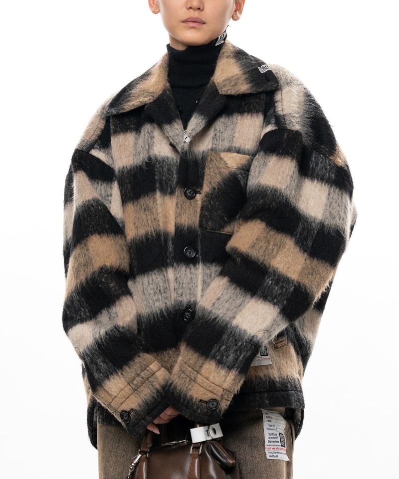 Detachable Collar Check Shaggy Shirt
