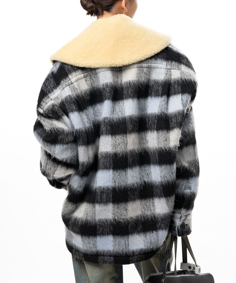 Detachable Collar Check Shaggy Shirt
