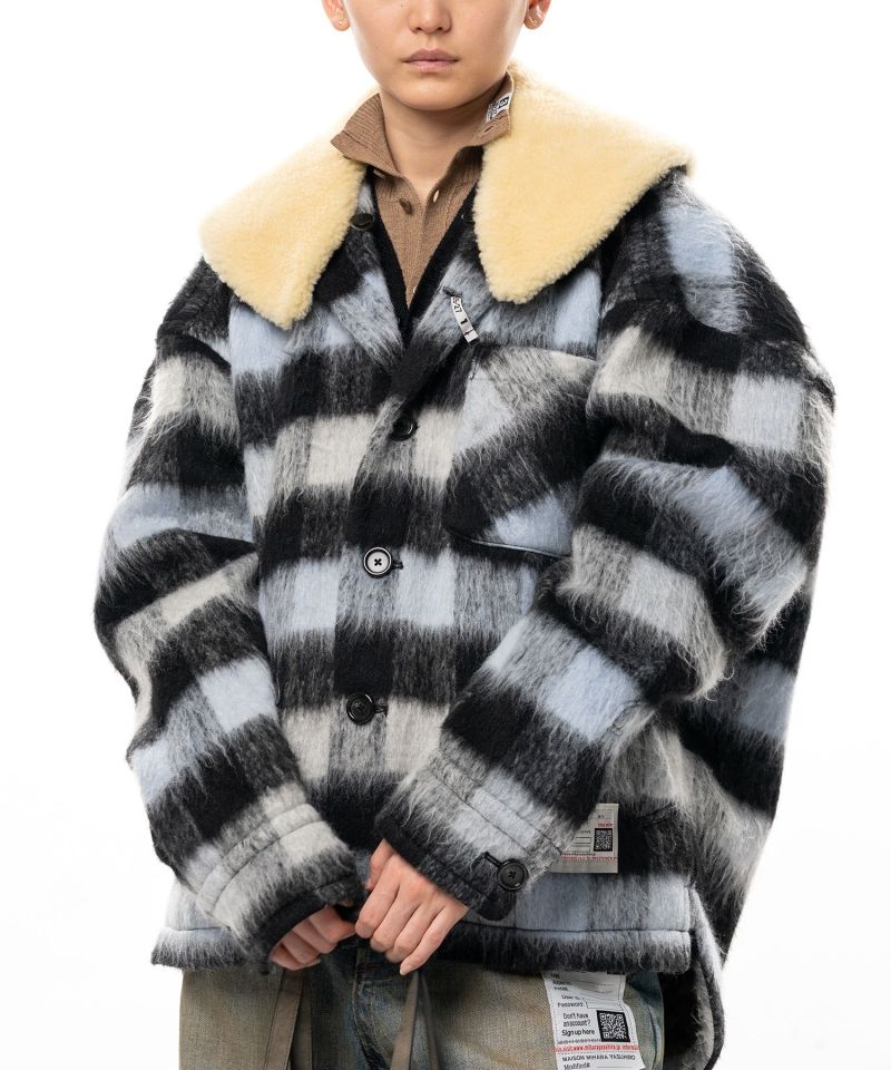 Detachable Collar Check Shaggy Shirt
