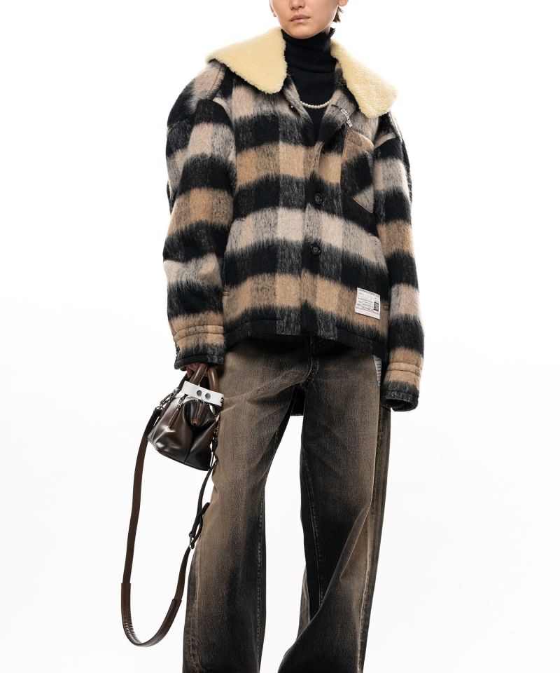 Detachable Collar Check Shaggy Shirt