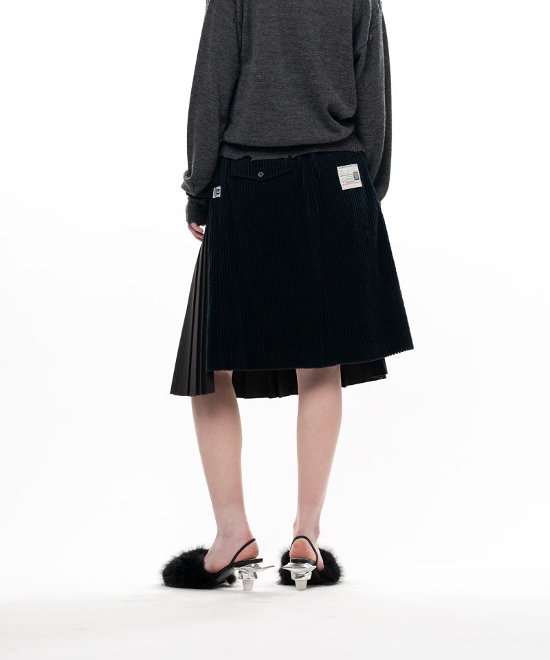 Combined Pleated Corduroy Skirt