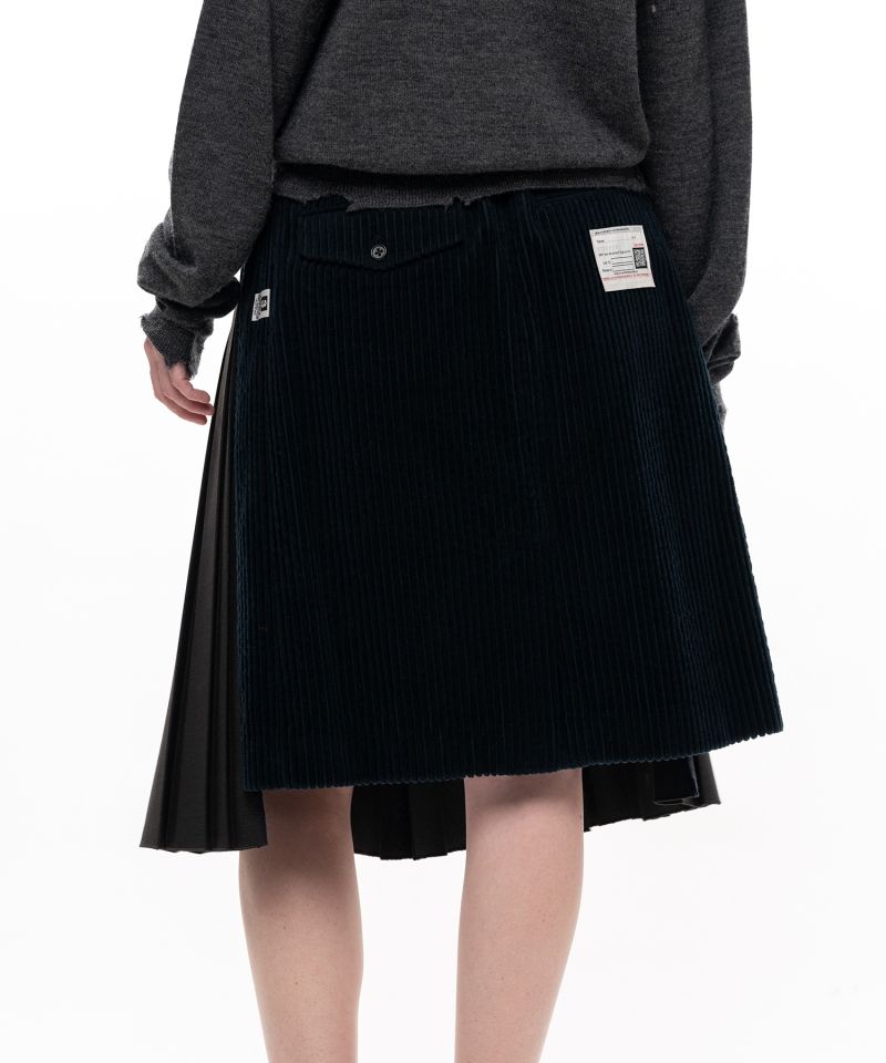 Combined Pleated Corduroy Skirt